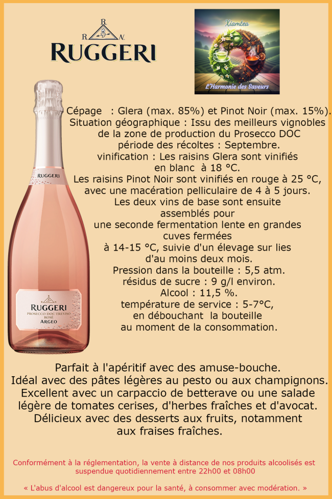 Ruggeri Argeo Rosé Prosecco DOC Treviso Rosé Brut Millesimato