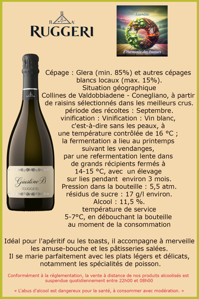 Giustino B. Valdobbiadene Prosecco Superiore DOCG Extra Sec Millésimato